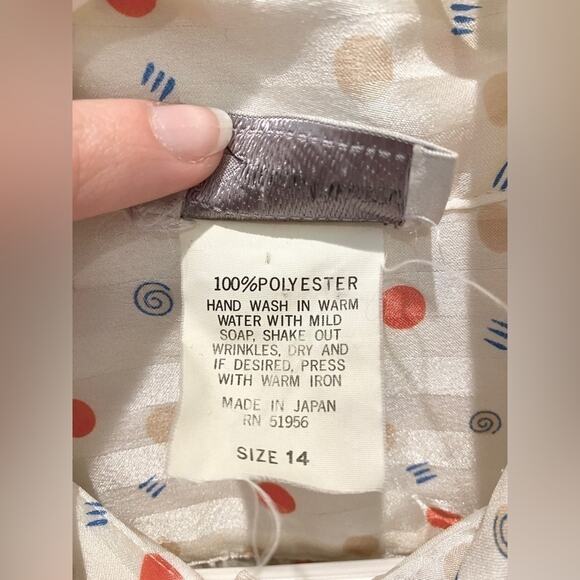 EVAN PICONE | Vintage Cream Polka Dot PussyBow Blouse Made in Japan | Size 14 - Picture 8 of 8